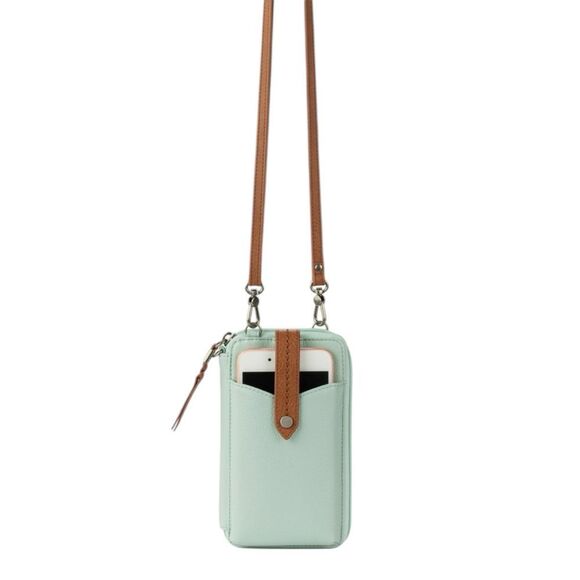The Sak Silverlake Aqua Leather Smartphone Crossbody Bag Purse Wristlet NWT - Picture 3 of 8